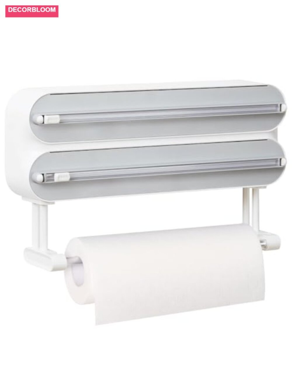 3-in-1 Magnetic Plastic Wrap Dispenser with Cutter and Paper Towel Holder